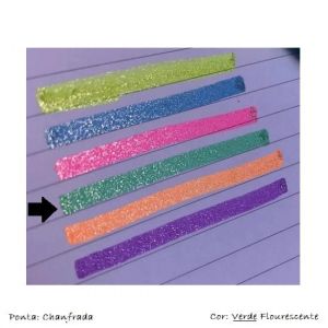 Marca Texto Fluorescente Glitter Verde 9096 Molin