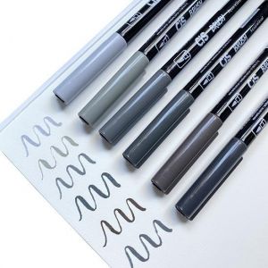 Marcador Dual Brush Aquarelável Com 6 Tons Cinza Cis