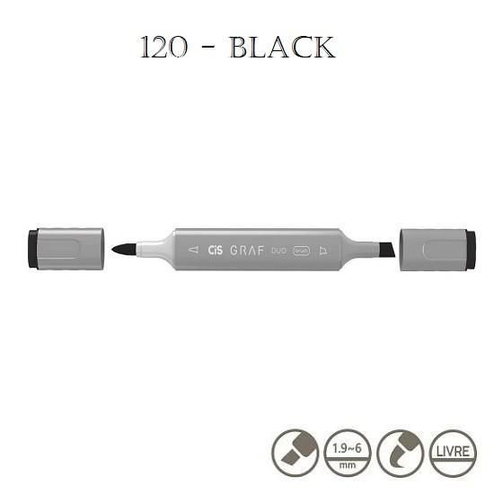 Marcador Graf Duo Brush 120 Black Cis