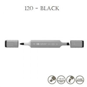 Marcador Graf Duo Brush 120 Black Cis