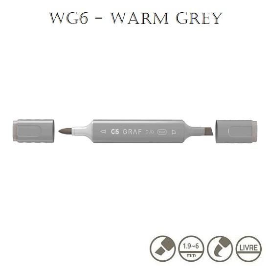 Marcador Graf Duo Brush WG6 Warm Grey Cis