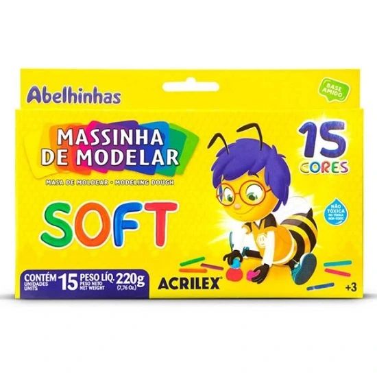 Massa De Modelar 15 Cores Soft Acrilex