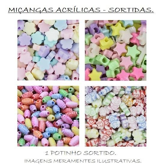 Miçanga Acrílica Diversas - Envio De Cores e Estampas Conforme Disponibilidade do Estoque