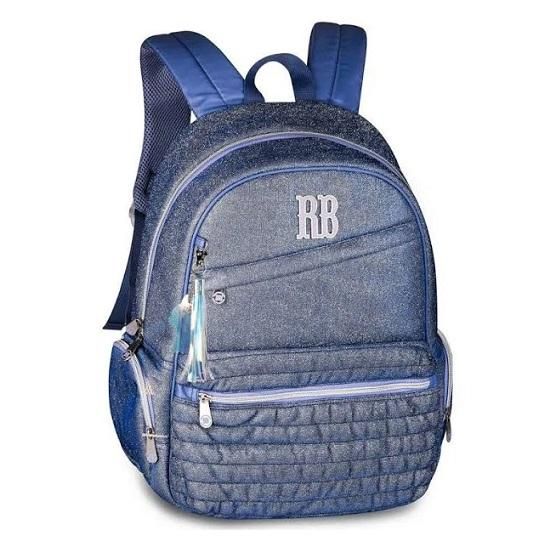 Mochila De Costas Rebecca Bonbon Azul Com Glitter RB3128 Clio