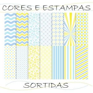 Página Para Scrapbook Amarelo Ou Azul Estampas Sortidas - Envio de Estampas e Cor Conforme Disponibilidade do Estoque