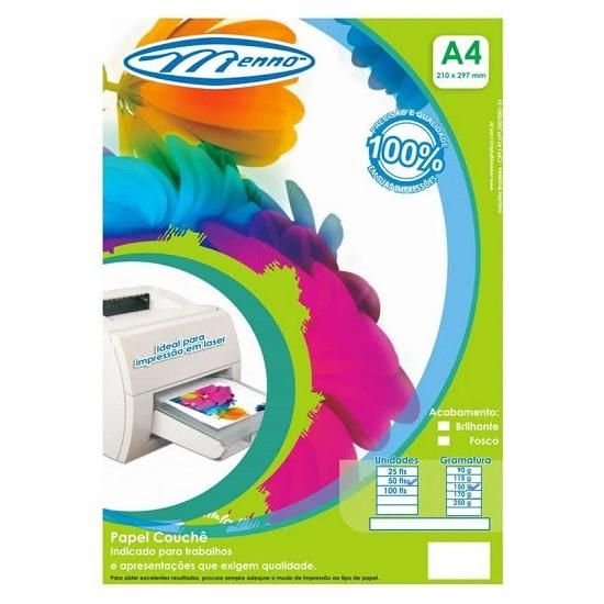 Papel Couchê 150grs. Com 50 Folhas Menno