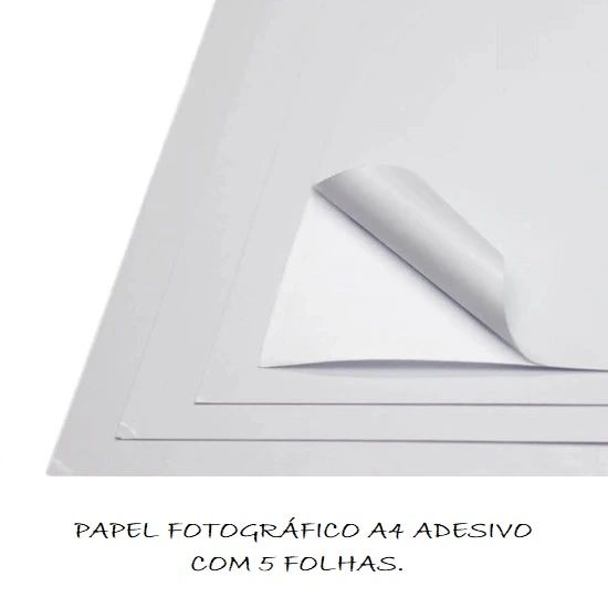 Papel Glossy Adesivo A4 Com 5 Unidades