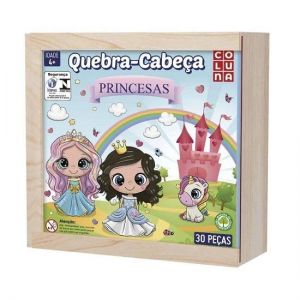 Quebra-Cabeça, Coluna, Princesas, Madeira, 30 Peças