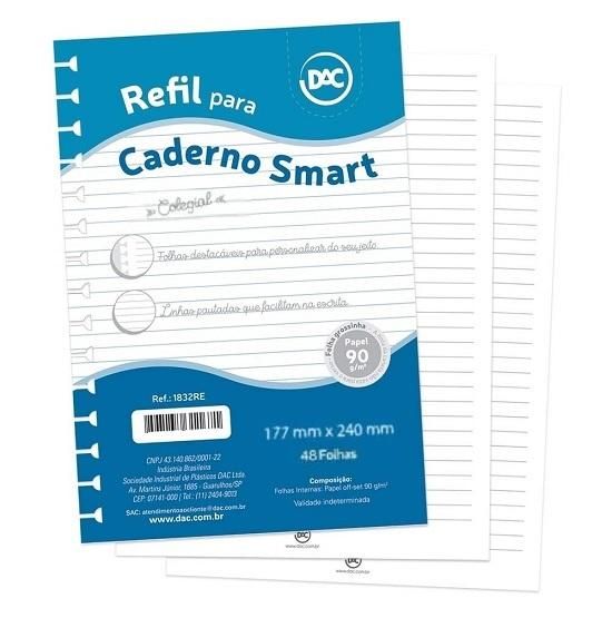 Refil Para Caderno Colegial (Médio) Smart 48 Folhas 1832RE Dac