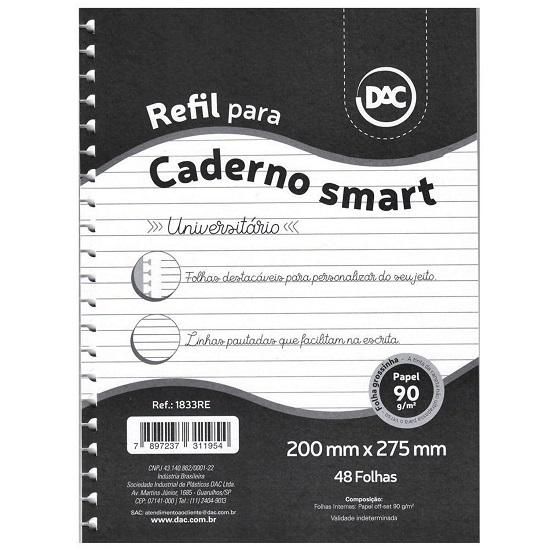 Refil Para Caderno Universitário (Grande) Smart 48 Folhas 1833RE Dac