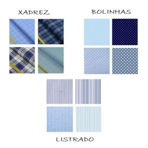 Tecido Algodão Azul Estampado Xadrez / Listrado / Bolinha - Envio das Cores e Estampas Conforme Disponibilidade do Estoque