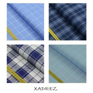 Tecido Algodão Azul Estampado Xadrez / Listrado / Bolinha - Envio das Cores e Estampas Conforme Disponibilidade do Estoque