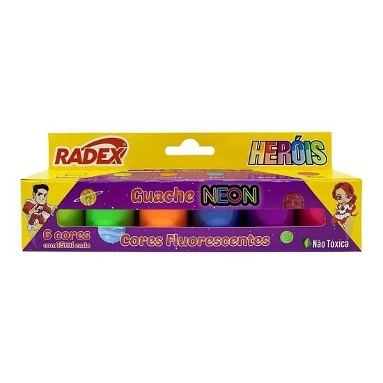 Tempera Guache 6 Cores Neon 7026 Radex