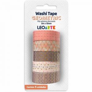 Washi Tape Geometric 15mmx5M Com 5 Leoarte